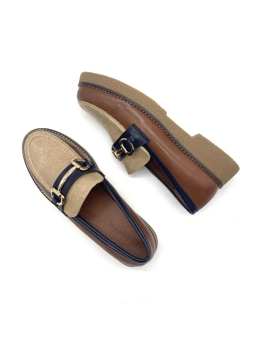 Mocassins beige clair à mors doré Belluci | Marina & Paloma