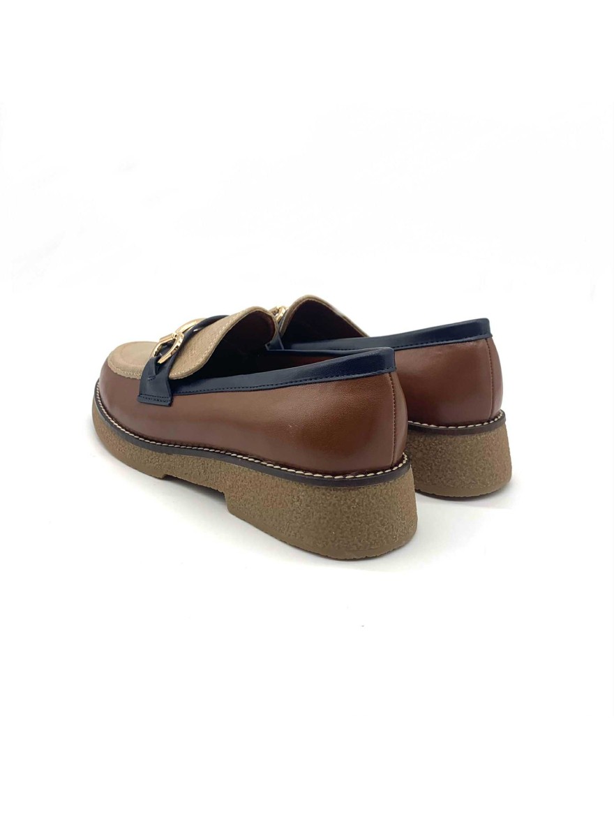 Mocassins beige clair à mors doré Belluci | Marina & Paloma