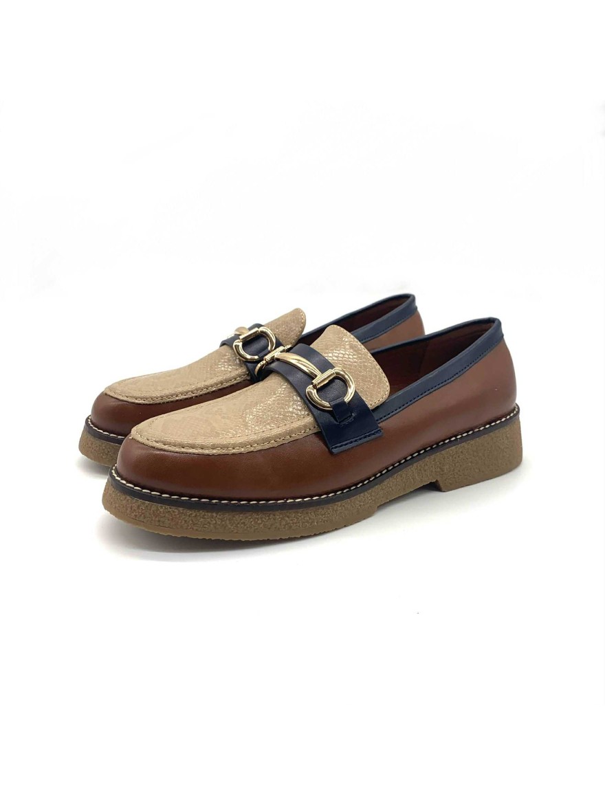 Mocassins beige clair à mors doré Belluci | Marina & Paloma