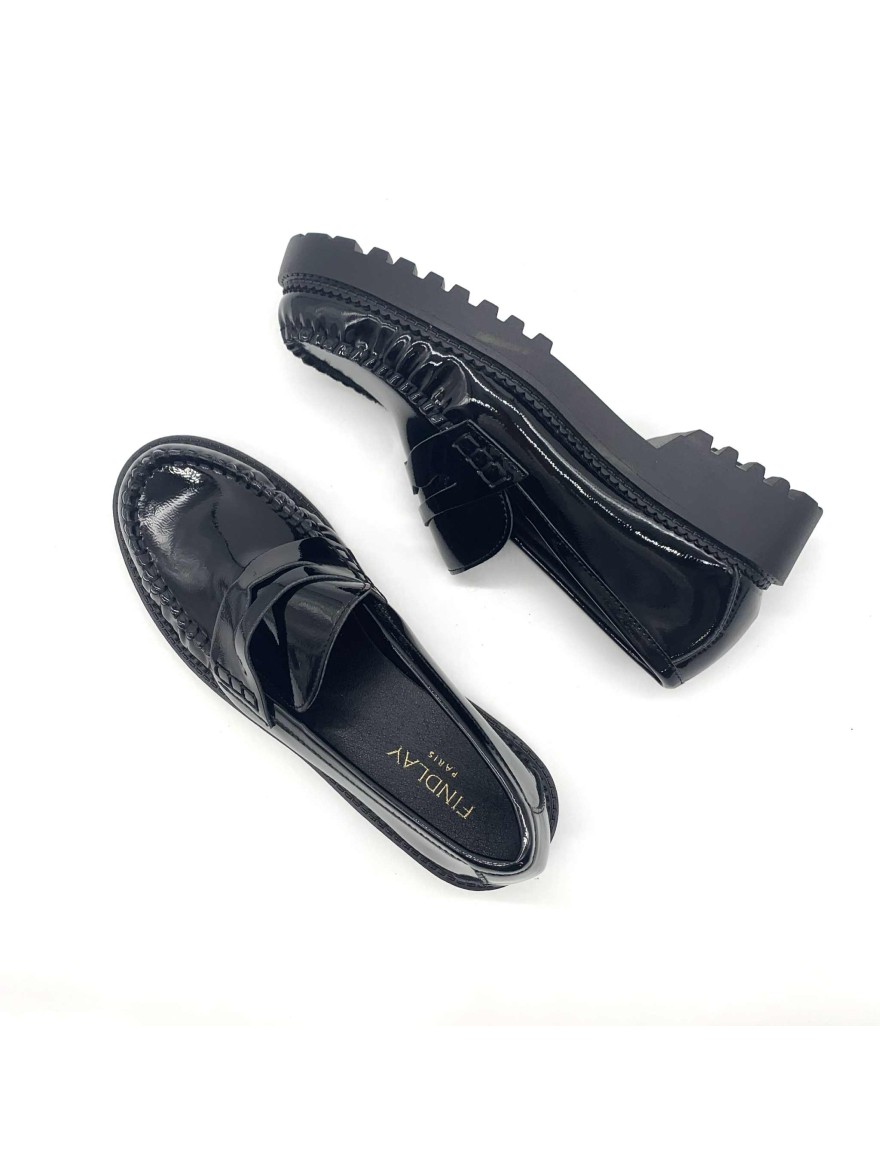 Mocassins noirs vernis à semelle épaisse Belluci | Marina & Paloma
