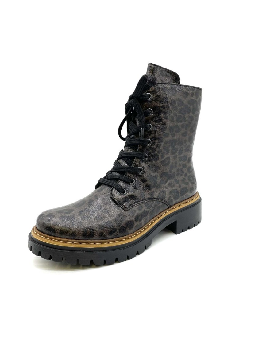 Bottine Rieker 72627 marron léopard cuir| Marina & Paloma