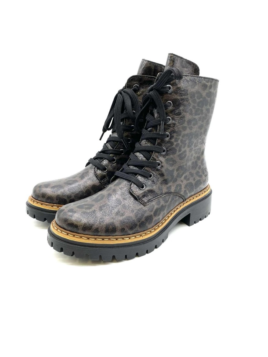 Bottine Rieker 72627 marron léopard cuir| Marina & Paloma