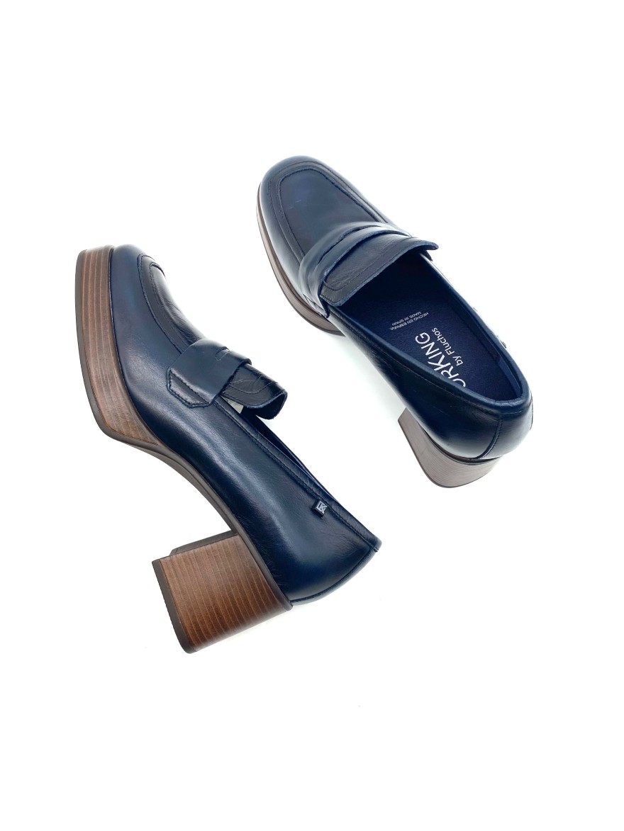 Mocassin bleu plateforme Dorking Cristel D9334 | Marina & Paloma