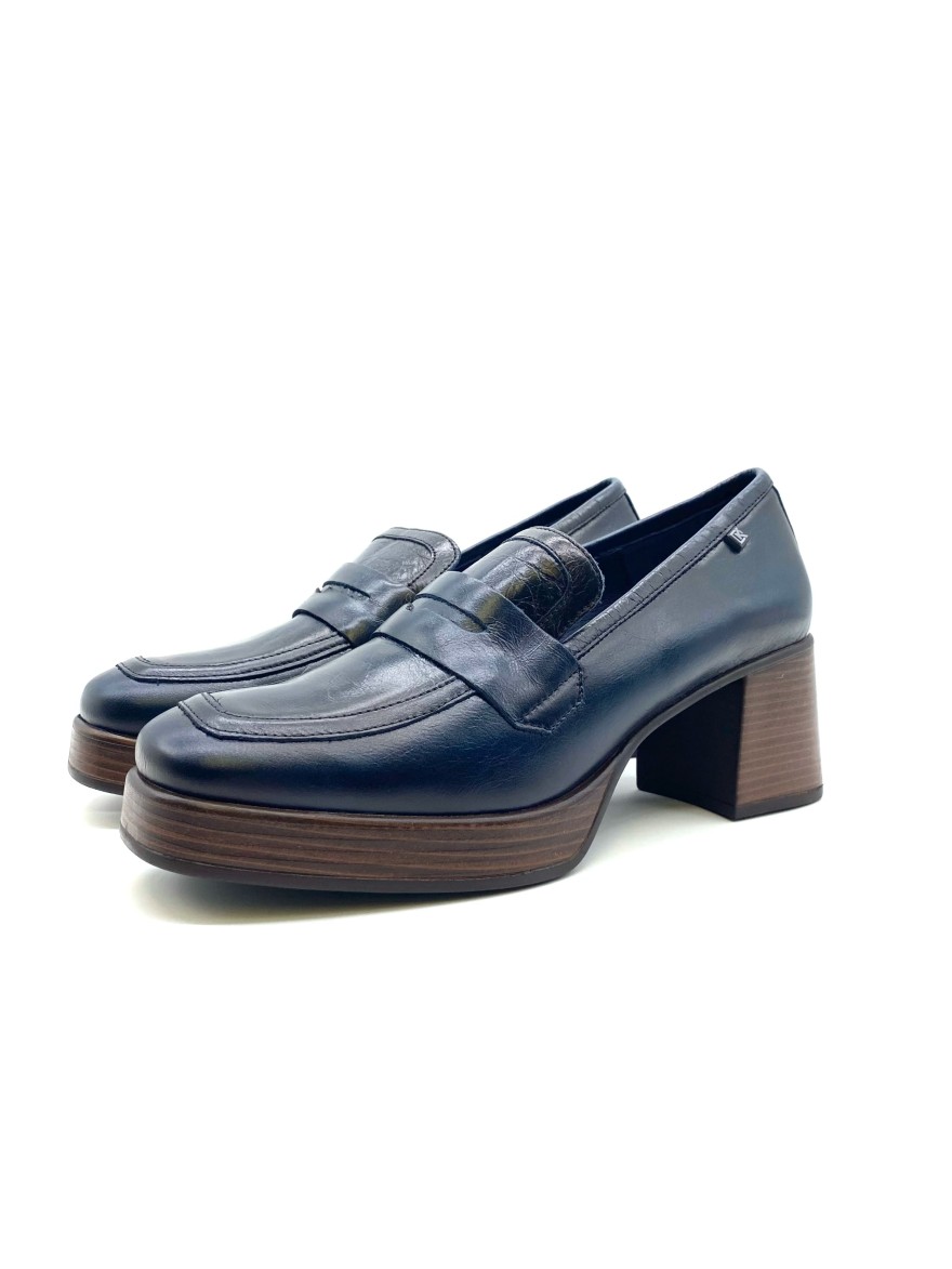 Mocassin bleu plateforme Dorking Cristel D9334 | Marina & Paloma