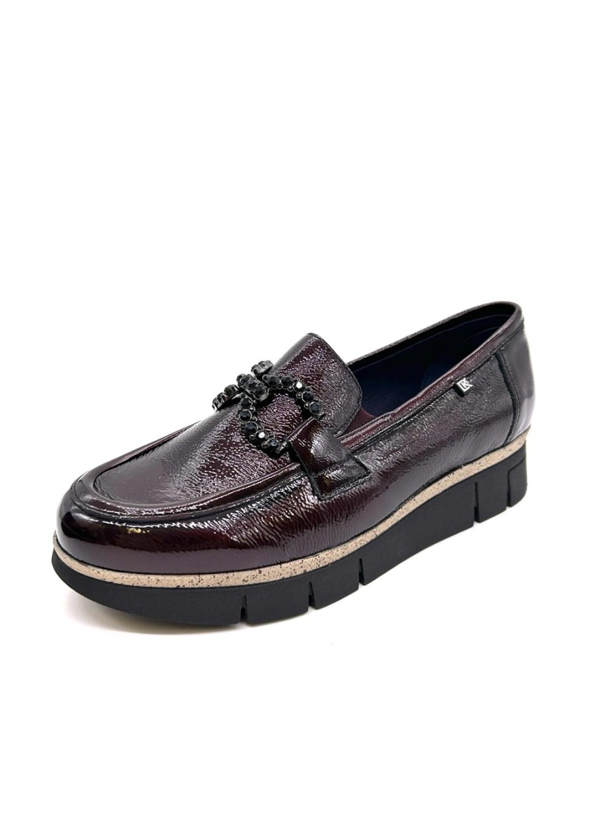 Mocassin Dorking India D9325 Vernis Bordeaux à Strass | Marina & Paloma