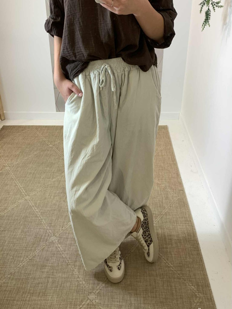 Pantalon palazzo velours côtelé beige Au Saison du Vent | Marina & Paloma