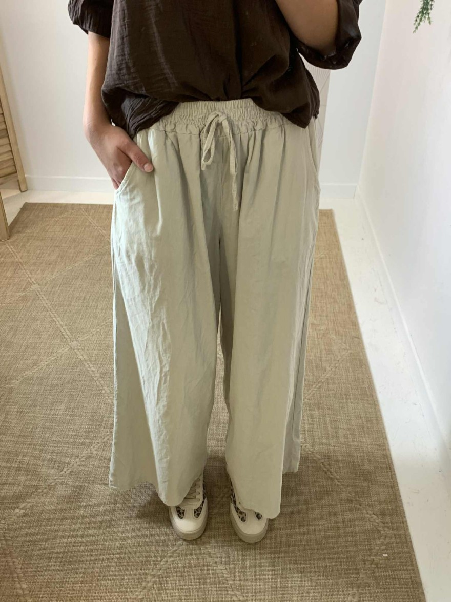 Pantalon palazzo velours côtelé beige Au Saison du Vent | Marina & Paloma
