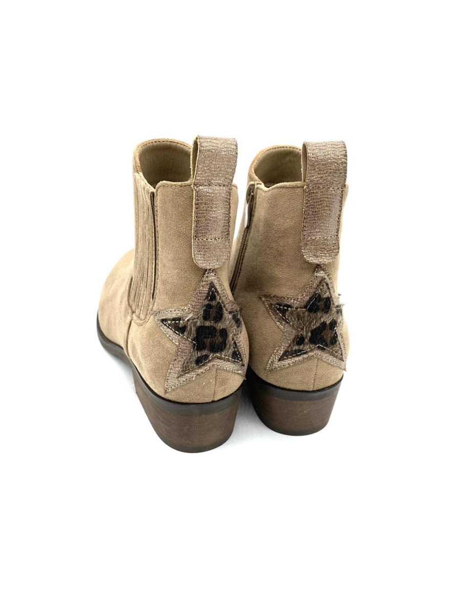 Bottine a talon taupe étoile léopard| Marina & Paloma
