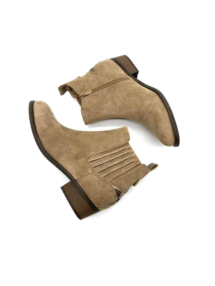Bottine a talon taupe étoile léopard| Marina & Paloma