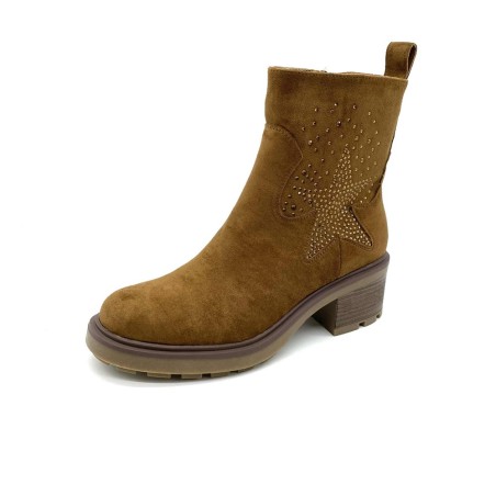 Bottine à talon marron étoile strass | Marina & Paloma
