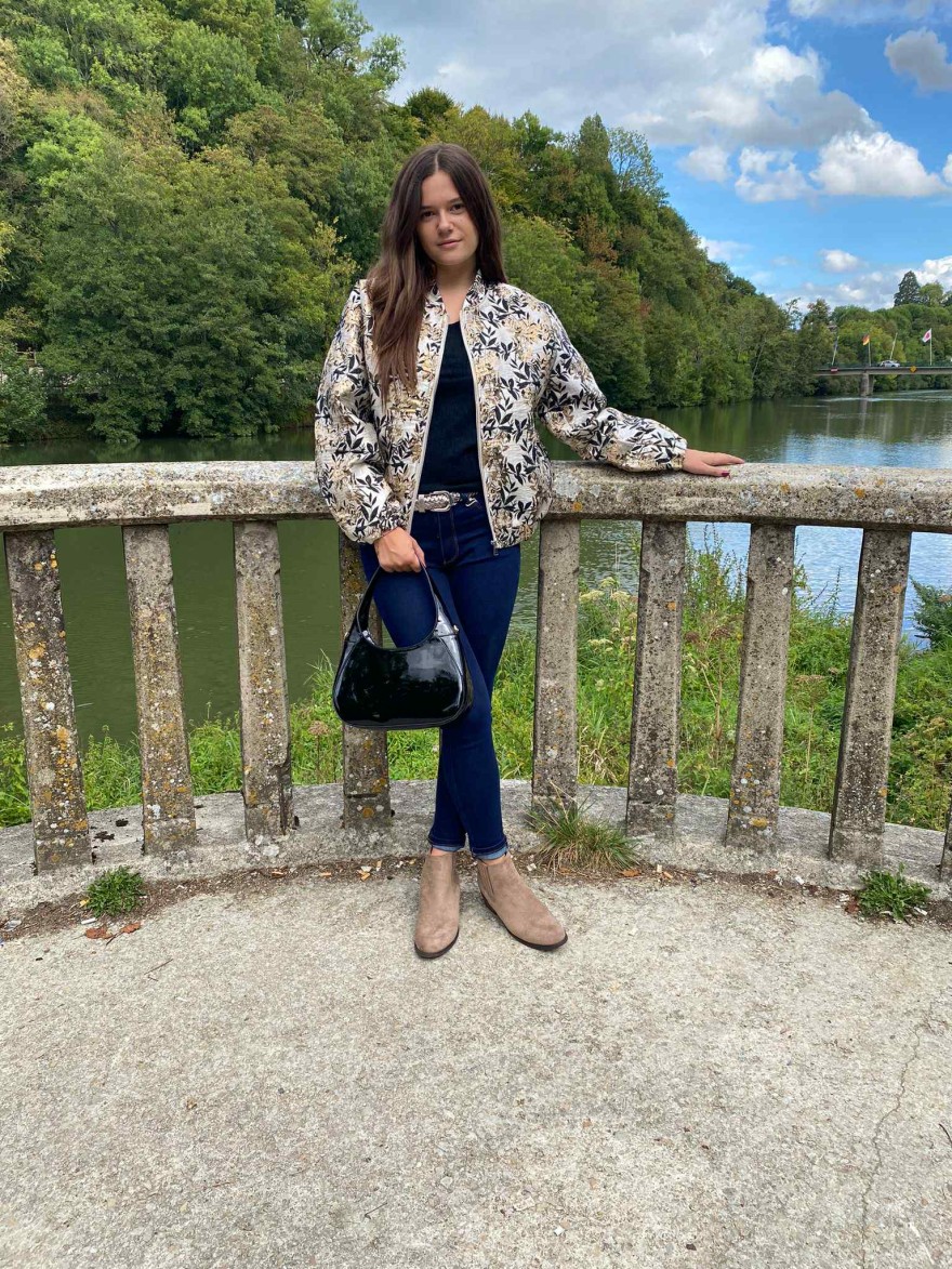 Bombers beige motif doré et noir Kilky | Marina & Paloma