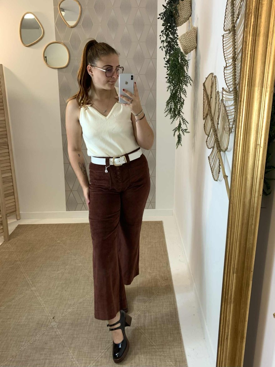 Pantalon velours marron chocolat Oraije | Marina & Paloma