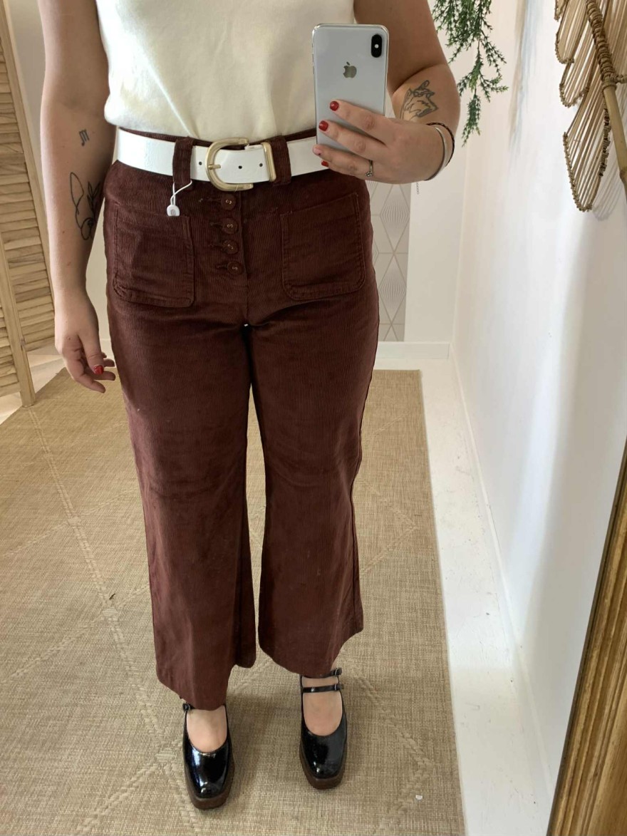 Pantalon velours marron chocolat Oraije | Marina & Paloma