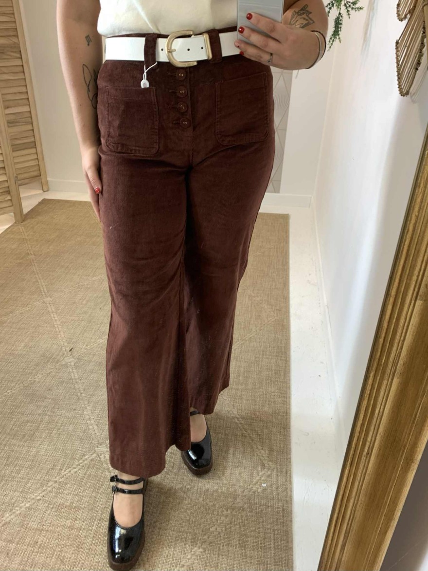 Pantalon velours marron chocolat Oraije | Marina & Paloma