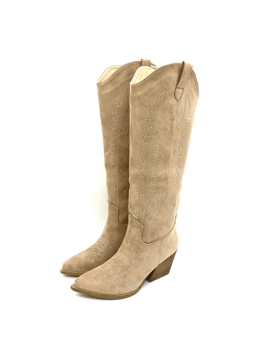 Botte femme Erynn beige Tiag brodée | Marina & Paloma