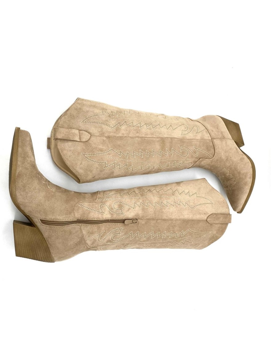 Botte femme Erynn beige Tiag brodée | Marina & Paloma