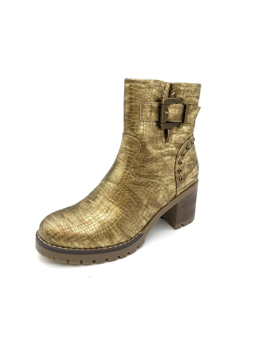 Bottine plateforme Covana or effet serpent talon 7 cm | Marina & Paloma