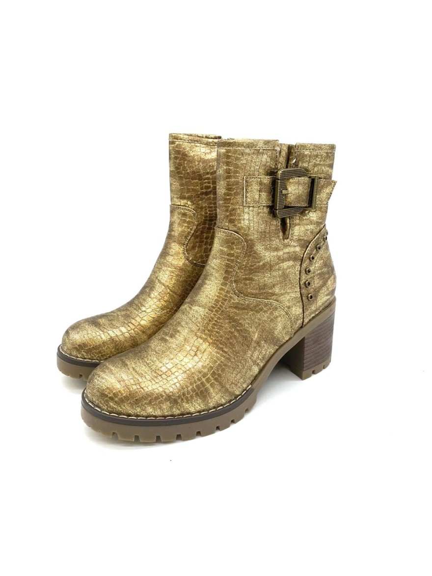 Bottine plateforme Covana or effet serpent talon 7 cm | Marina & Paloma