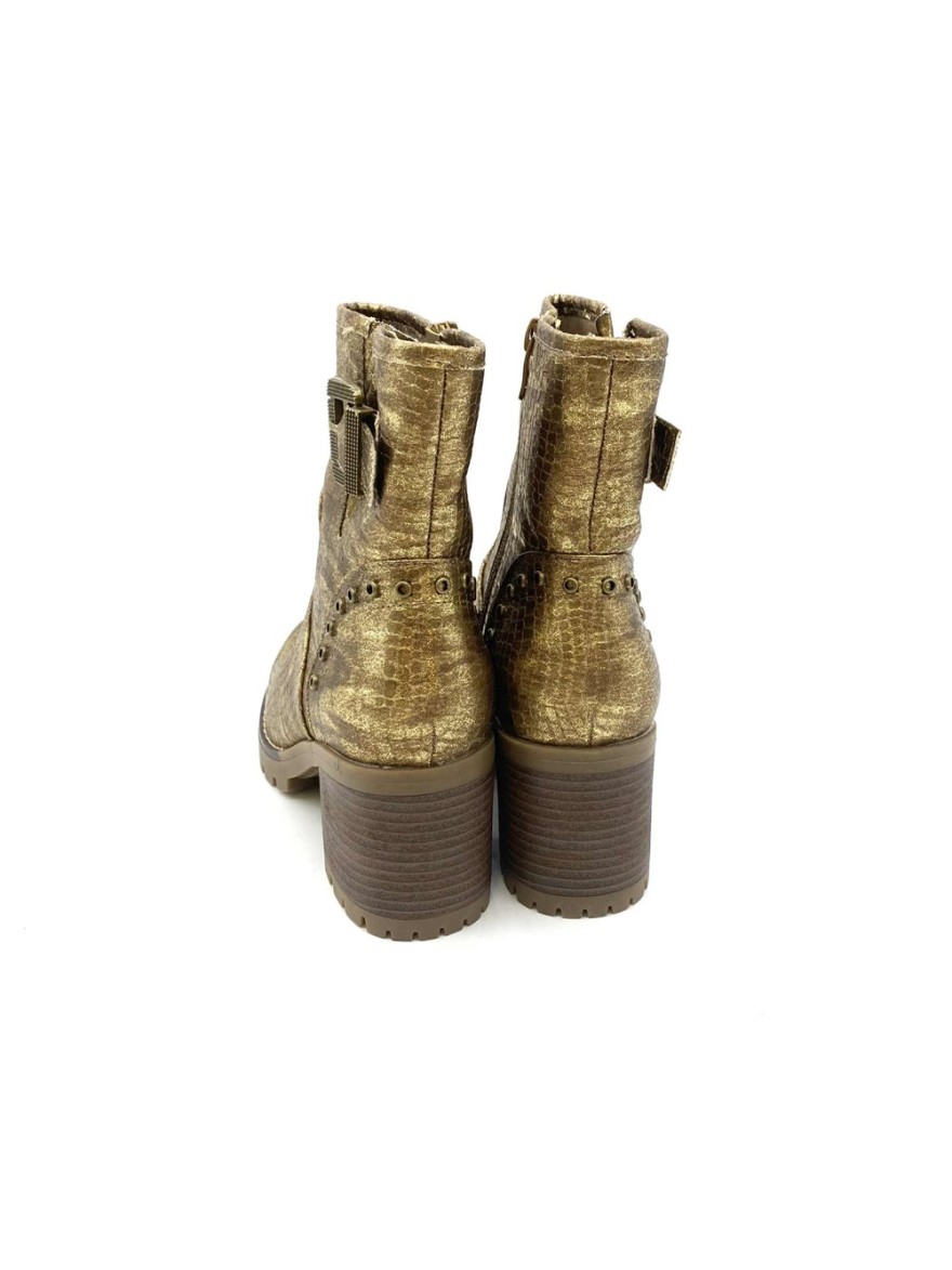 Bottine plateforme Covana or effet serpent talon 7 cm | Marina & Paloma