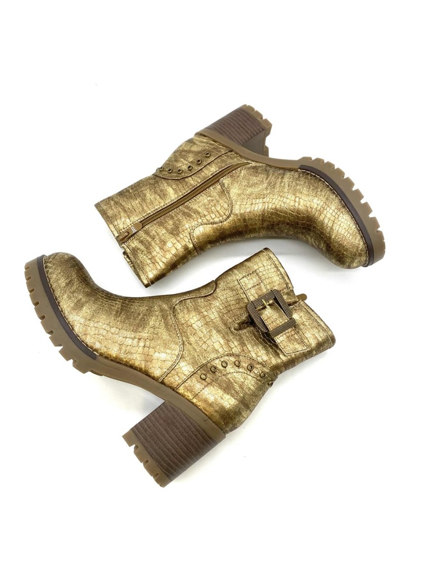 Bottine plateforme Covana or effet serpent talon 7 cm | Marina & Paloma