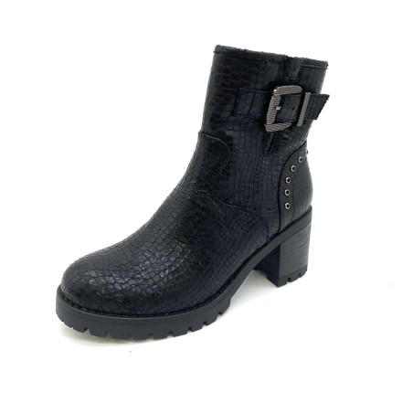 Bottine plateforme Covana noire effet serpent talon | Marina & Paloma