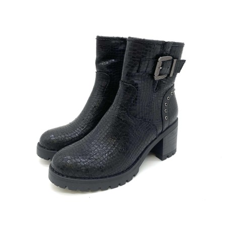 Bottine plateforme Covana noire effet serpent talon | Marina & Paloma
