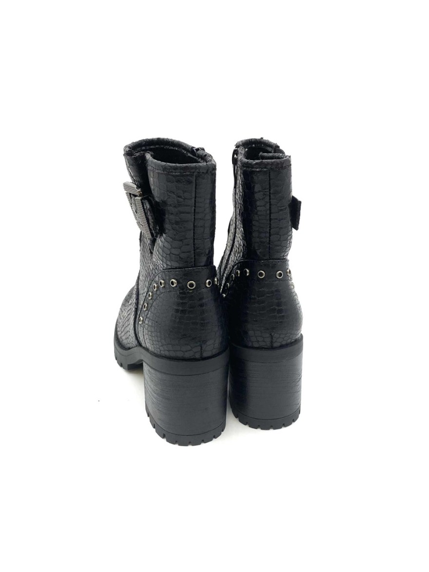 Bottine plateforme Covana noire effet serpent talon  | Marina & Paloma