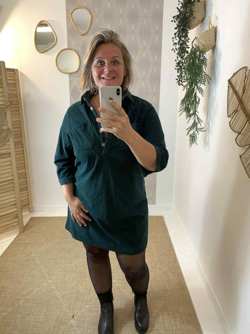 Robe velours vert foncé grande taille Maelle | Marina & Paloma
