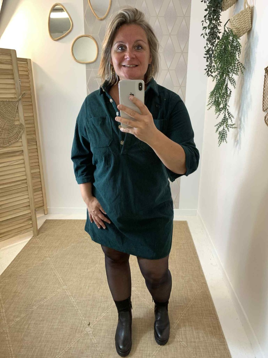 Robe velours vert foncé grande taille Maelle | Marina & Paloma