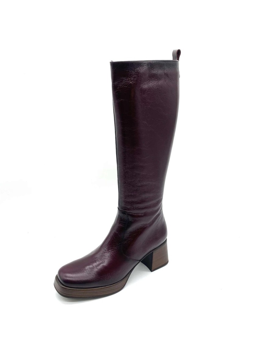 Botte Cristel Dorking D9339 bordeaux cuir plateforme | Marina & Paloma