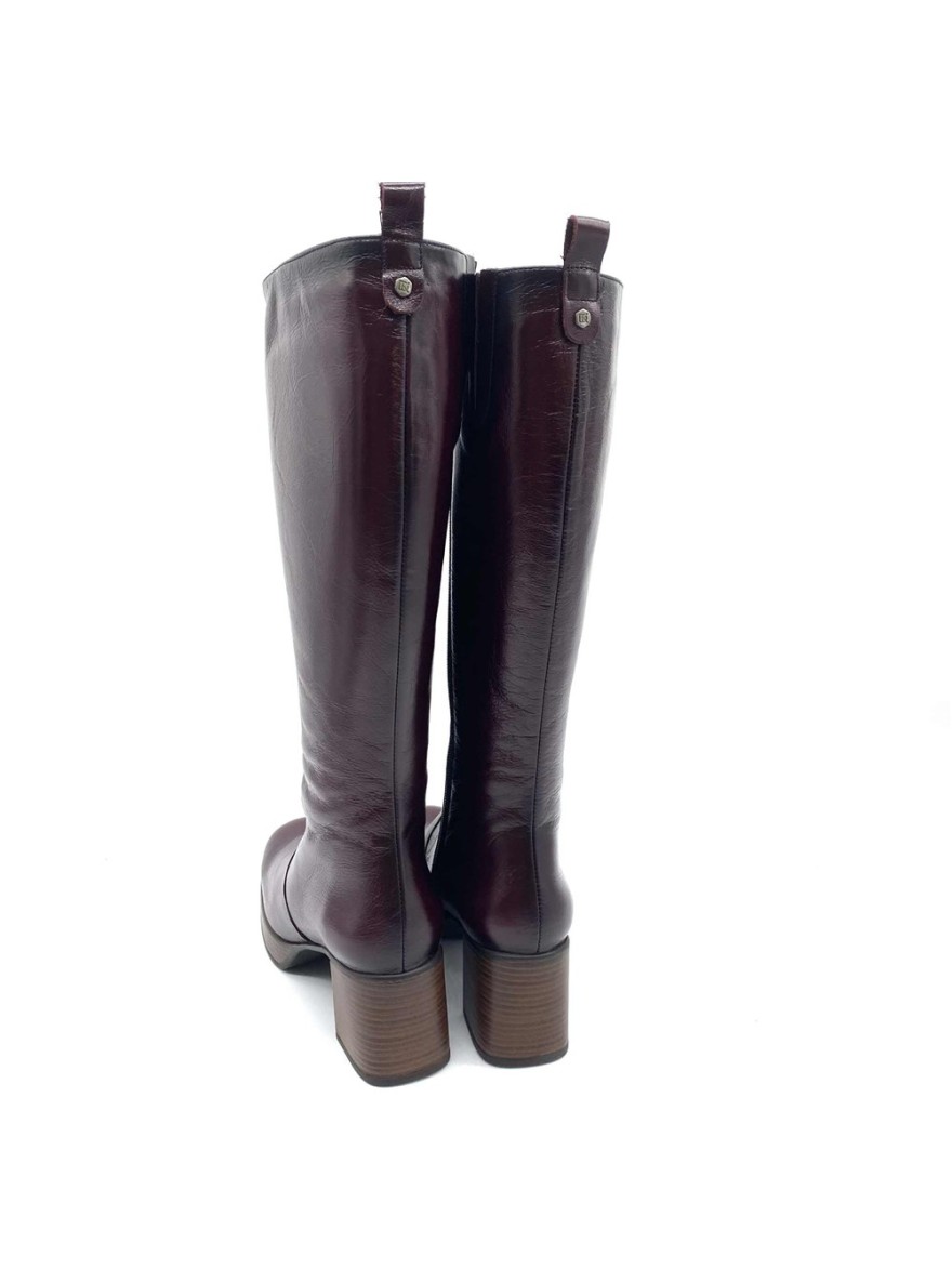 Botte Cristel Dorking D9339 bordeaux cuir plateforme | Marina & Paloma