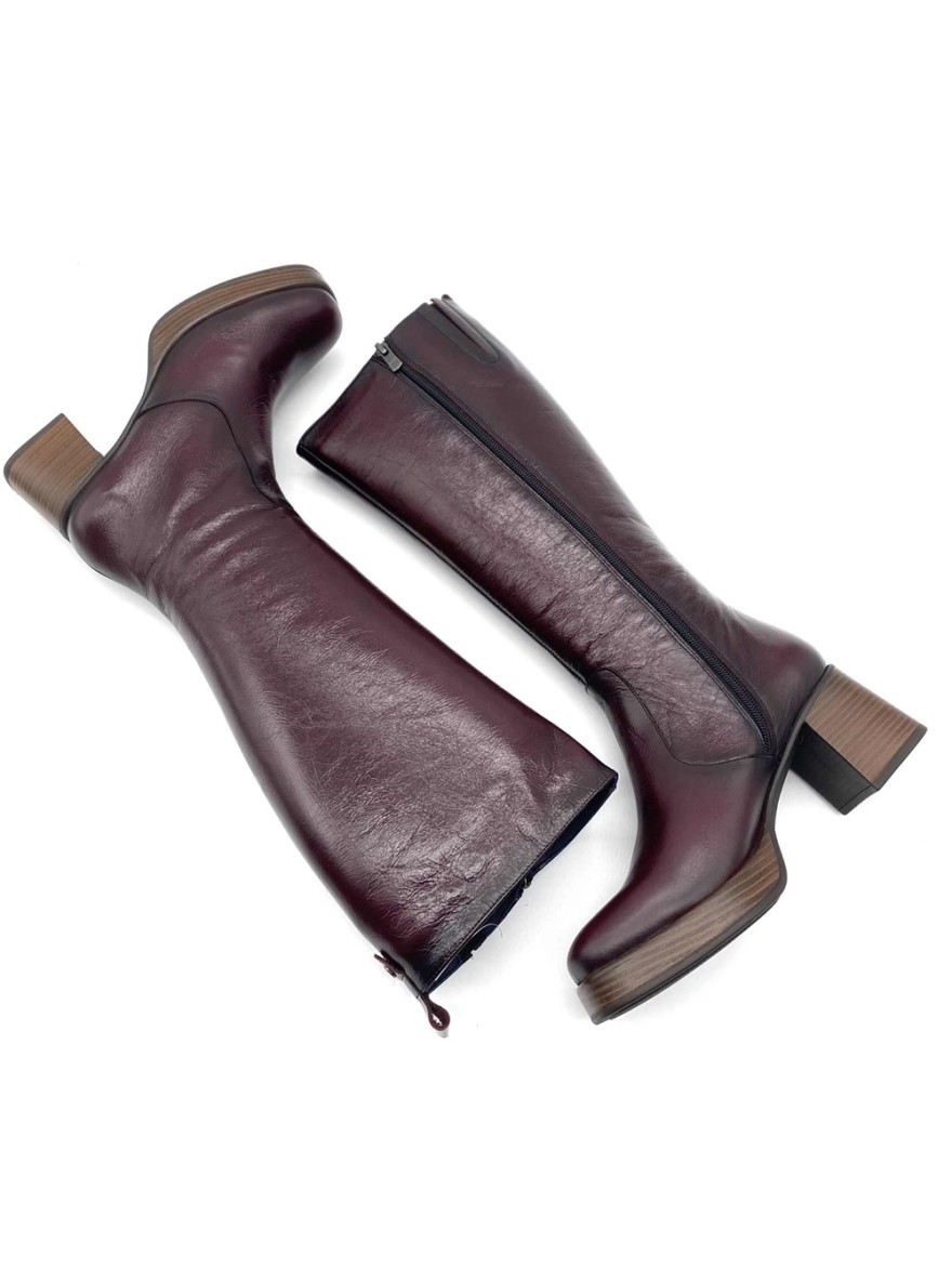 Botte Cristel Dorking D9339 bordeaux cuir plateforme | Marina & Paloma