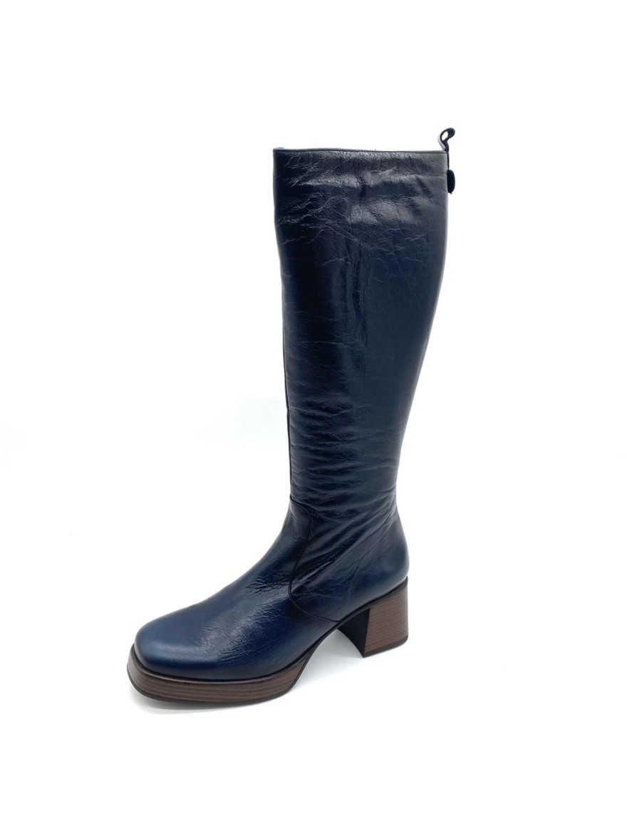 Botte Cristel Dorking D9339 bleu cuir plateforme | Marina & Paloma