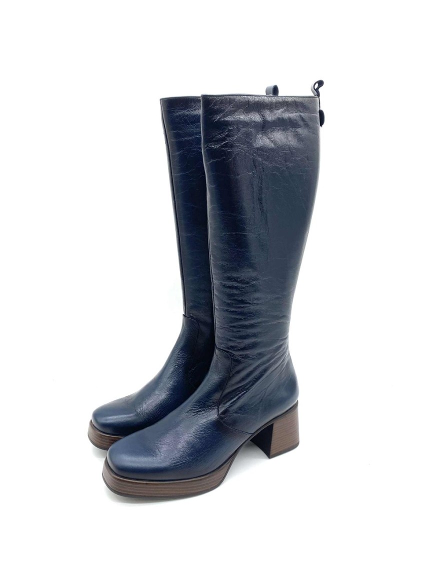 Botte Cristel Dorking D9339 bleu cuir plateforme | Marina & Paloma
