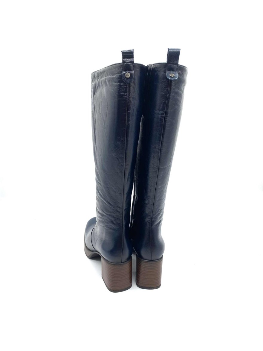 Botte Cristel Dorking D9339 bleu cuir plateforme | Marina & Paloma
