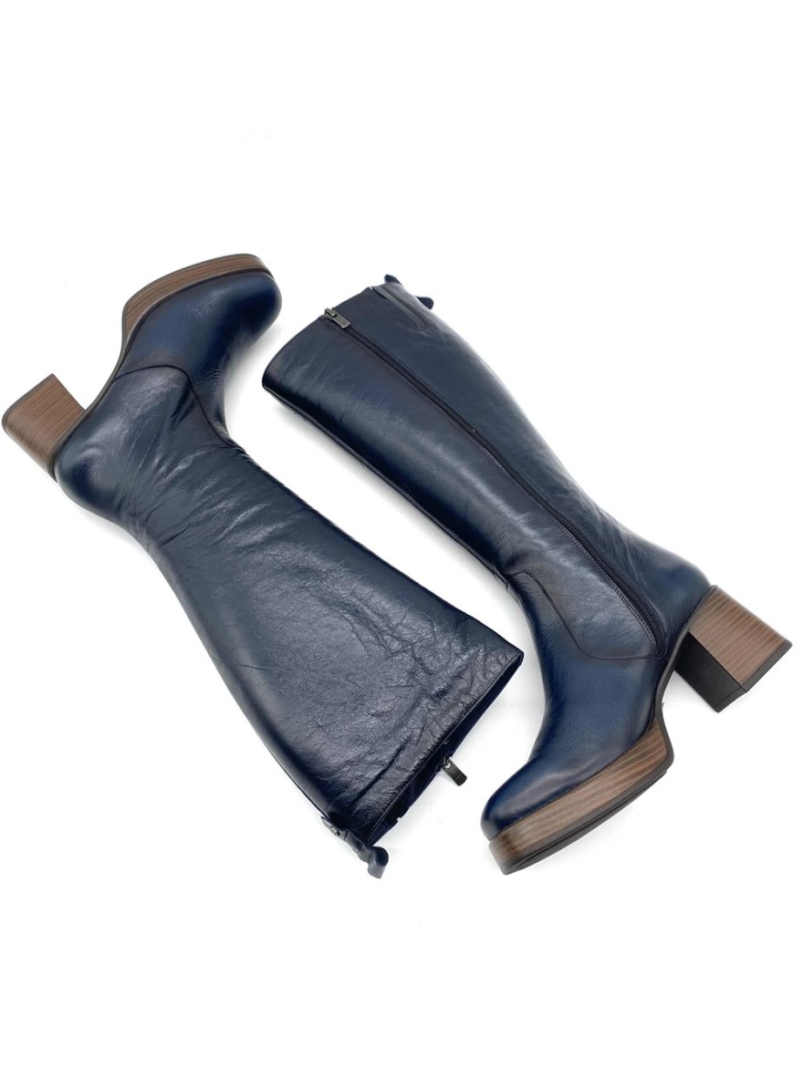 Botte Cristel Dorking D9339 bleu cuir plateforme | Marina & Paloma