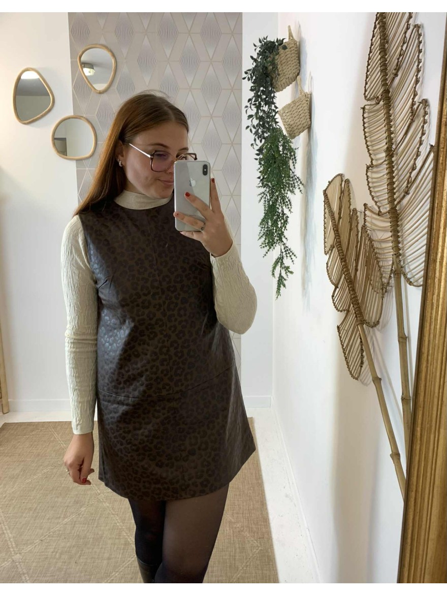 Robe sans manche marron léopard It Hippie | Marina & Paloma