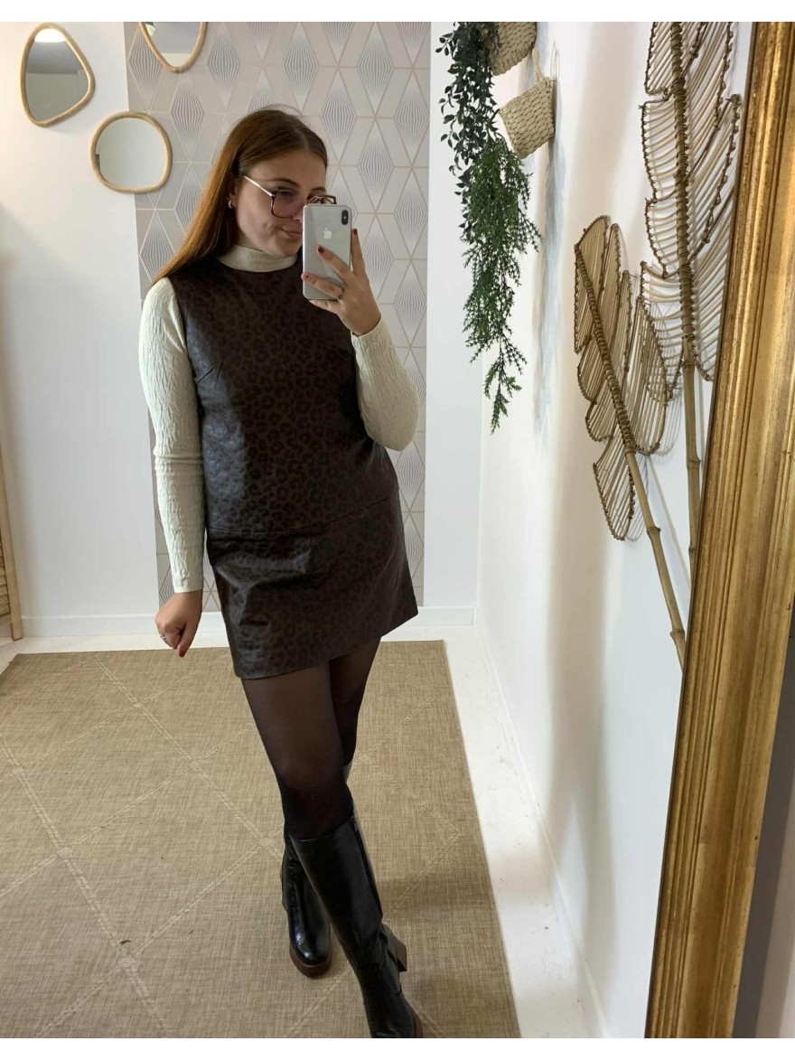 Robe sans manche marron léopard It Hippie | Marina & Paloma