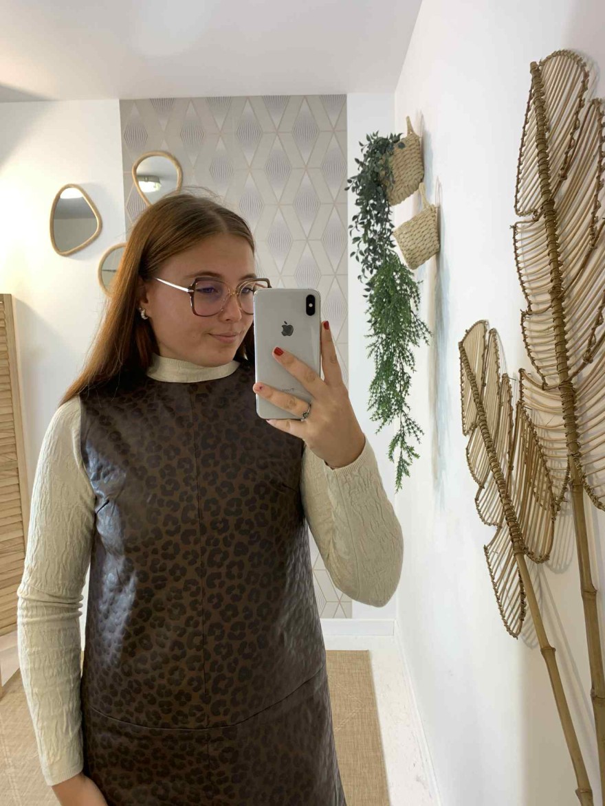 Robe sans manche marron léopard It Hippie | Marina & Paloma