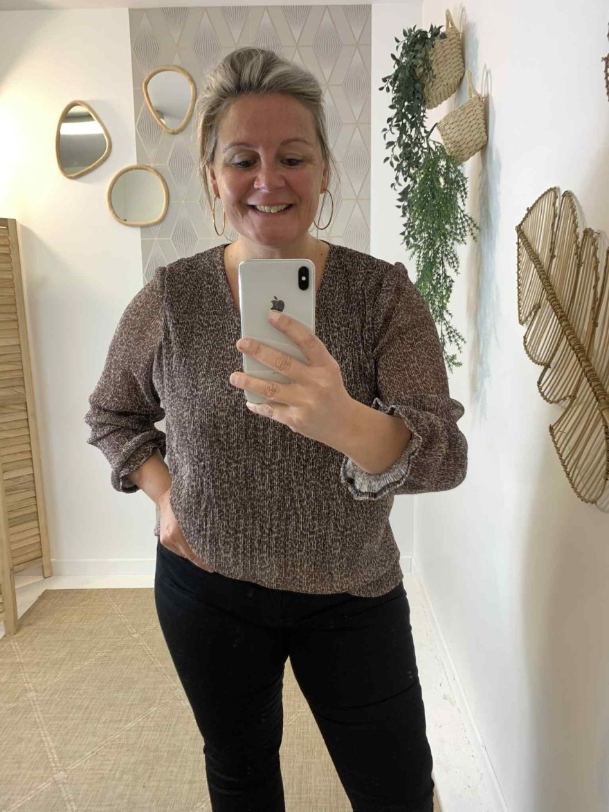 Blouse grande taille léopard marron Lilie Plus | Marina & Paloma