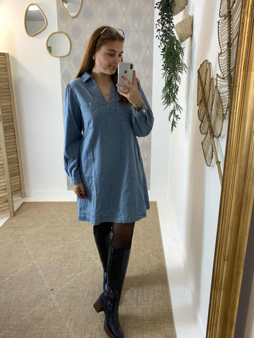 Robe en jean à manches longues Maelle | Marina & Paloma