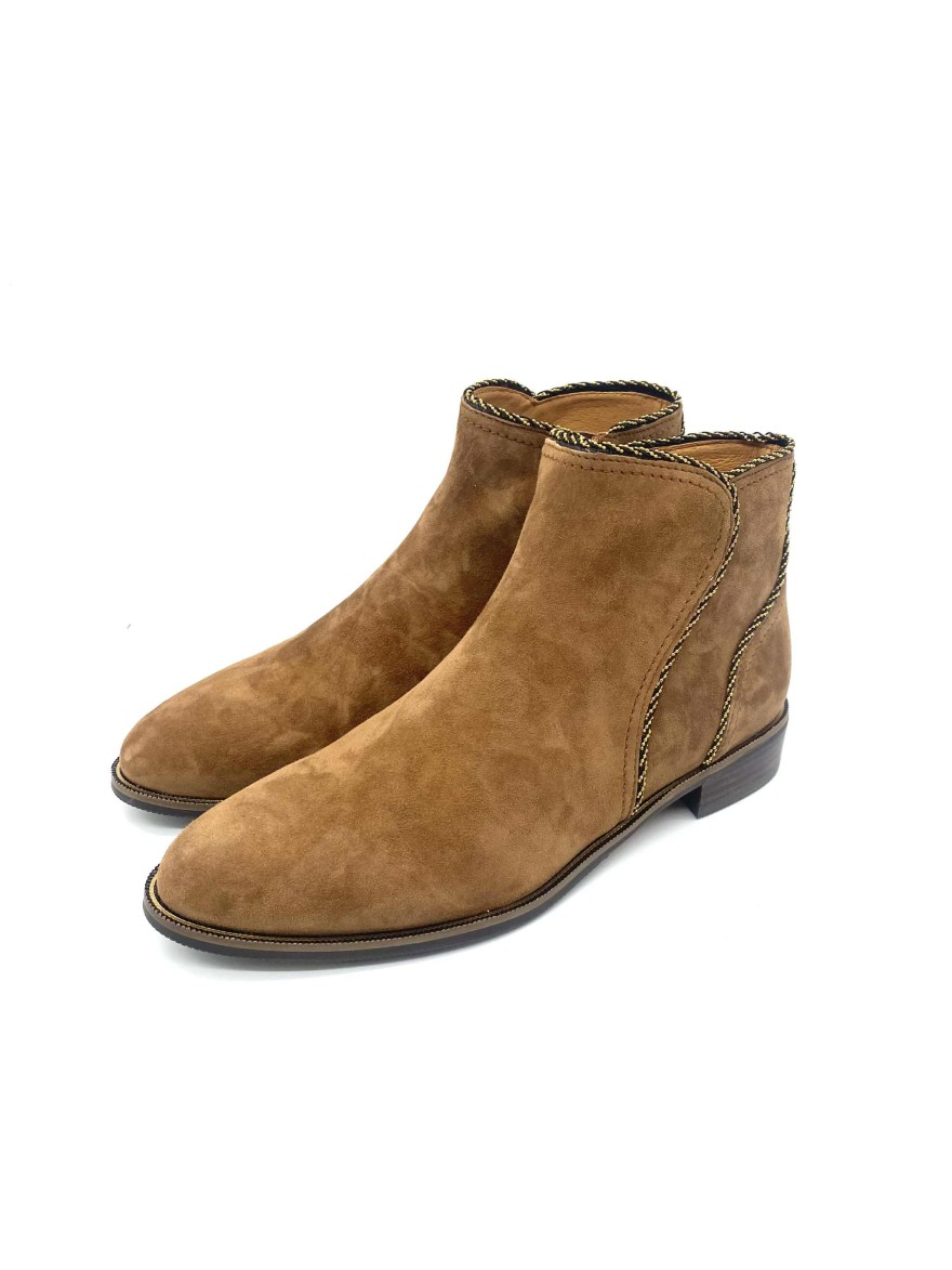 Boots Mamzelle Spot cuir velours camel femme -50% | Marina & Paloma