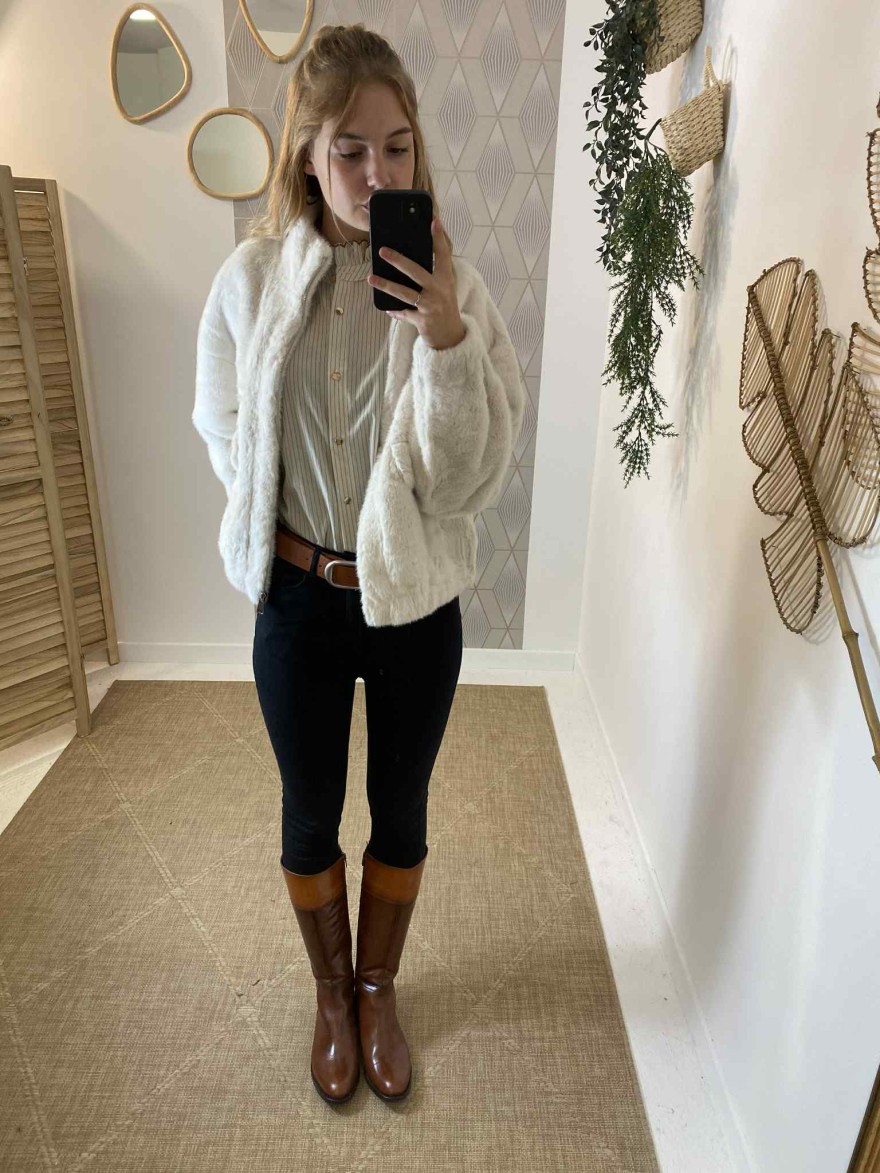 Veste courte fausse fourrure blanche IT Hippie | Marina & Paloma