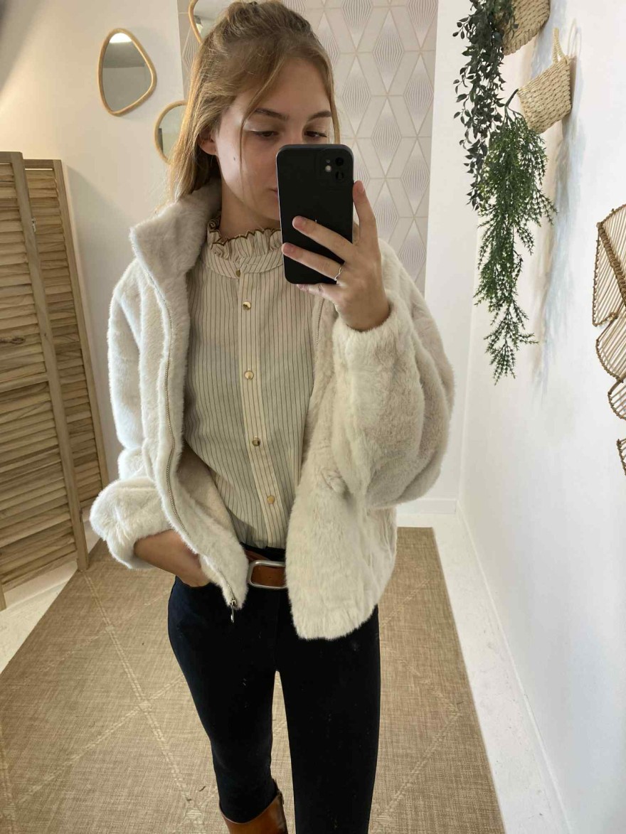 Veste courte fausse fourrure blanche IT Hippie | Marina & Paloma