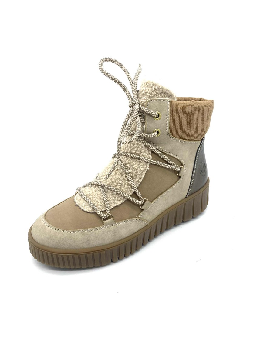 Bottine fourrée Rieker Y6120-60 hiver beige marron | Marina & Paloma