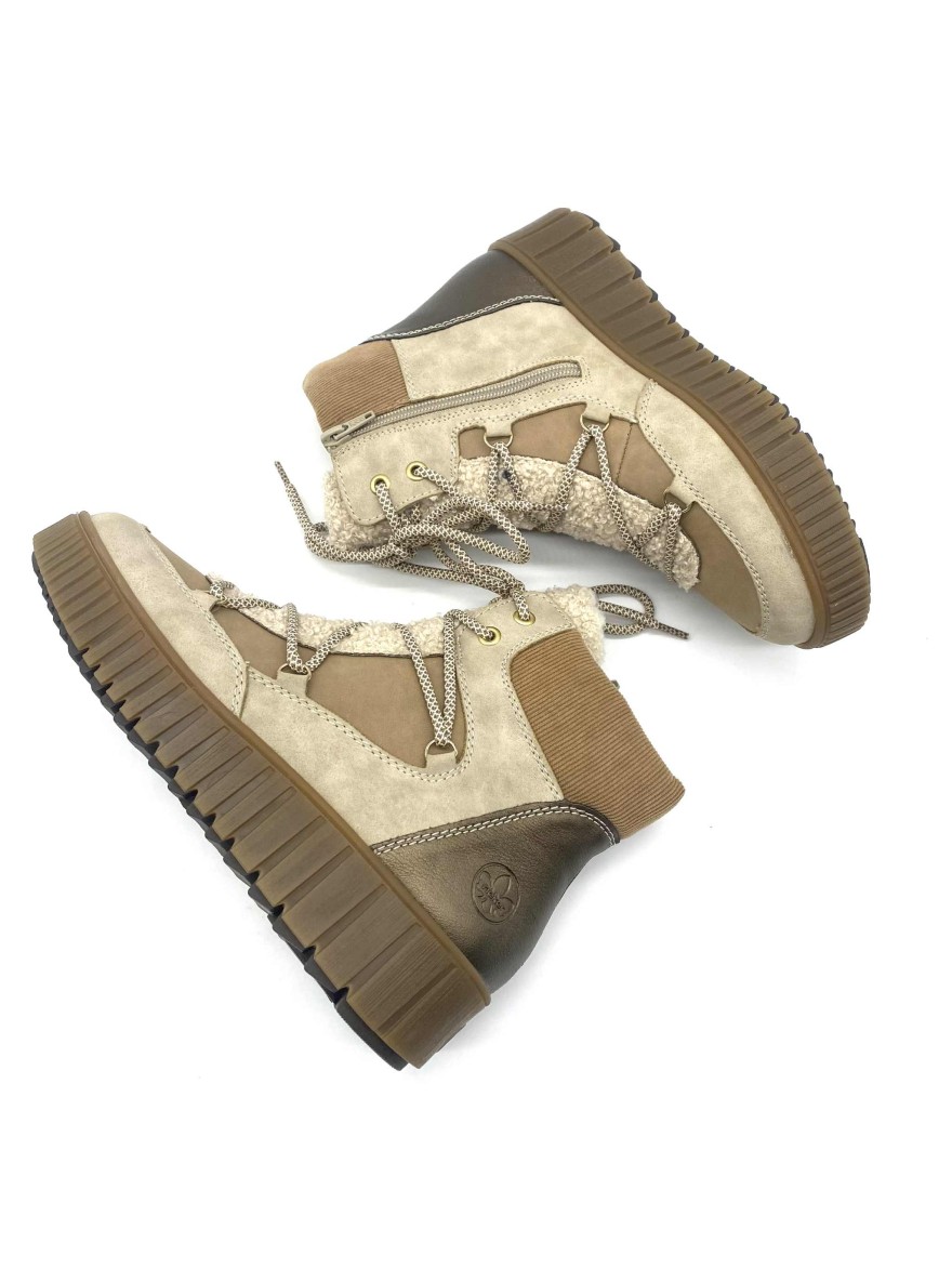 Bottine fourrée Rieker Y6120-60 hiver beige marron | Marina & Paloma