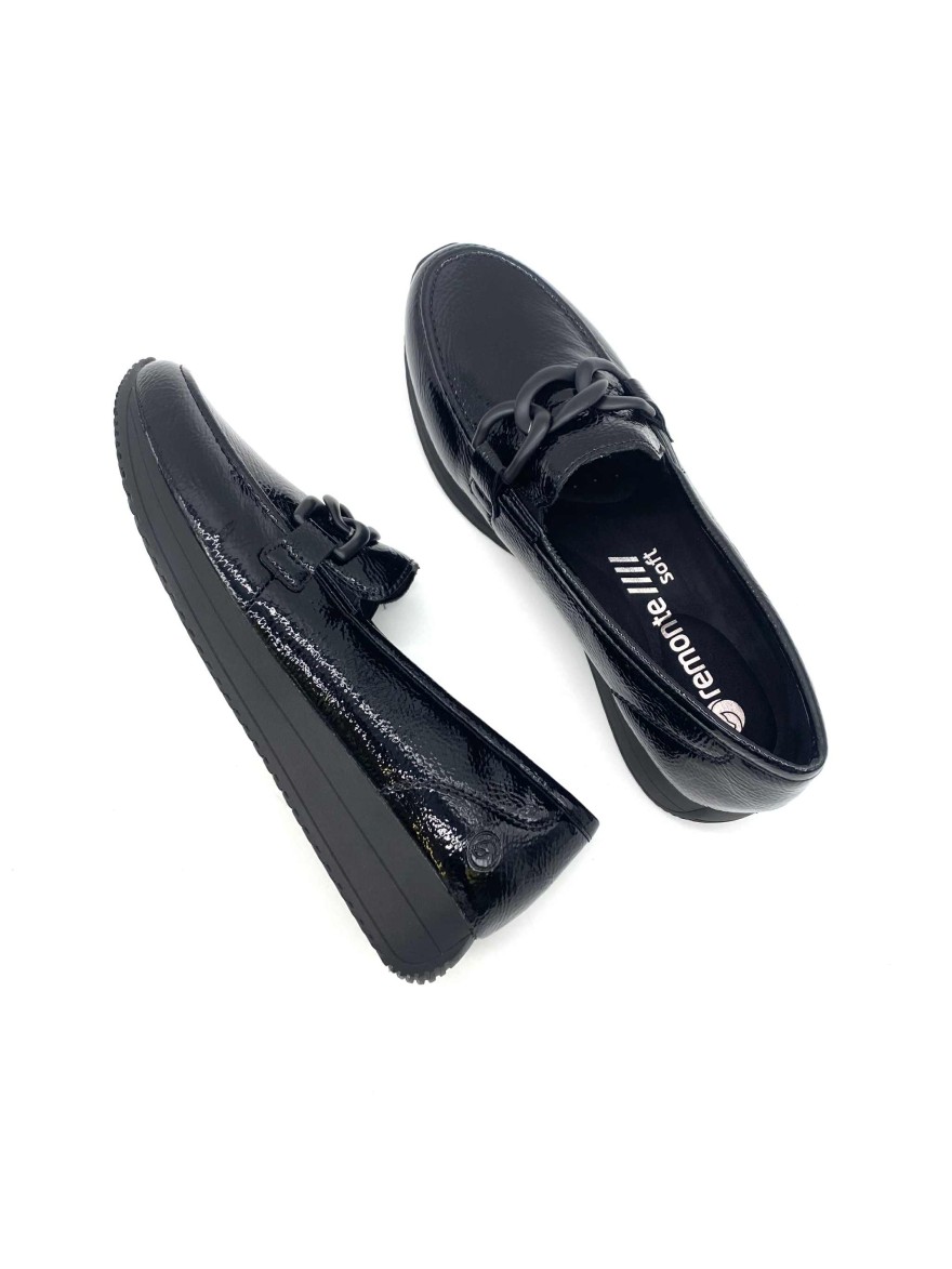 Mocassin Vernis Remonte D0H15-02 Noir Chic et Confort | Marina & Paloma