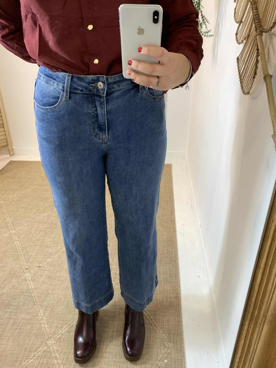 Jean wide grande taille denim clair Oraije taille haute | Marina & Paloma