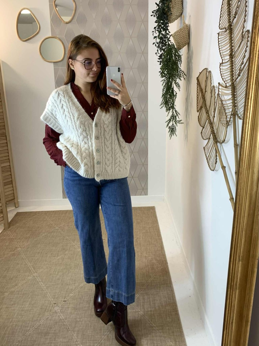Jean wide grande taille denim clair Oraije taille haute | Marina & Paloma
