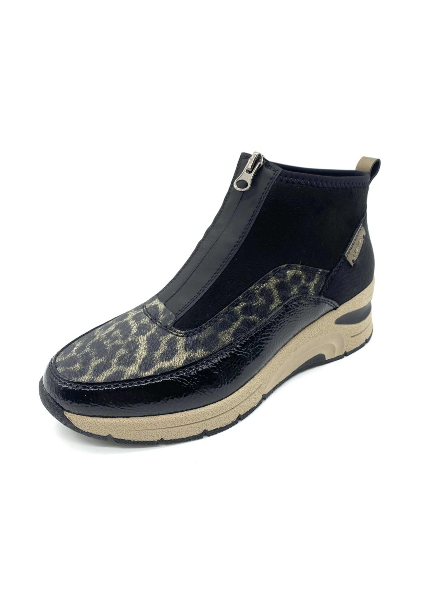Basket Montante Zip Rieker N9362-00 | Confort Antistress & Style Léopard